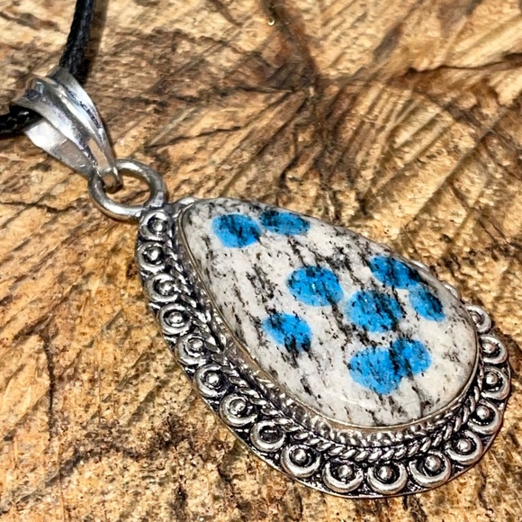 Raindrop K2 Azurite Granite Pendant 2 1/4” - Picture 9 of 12